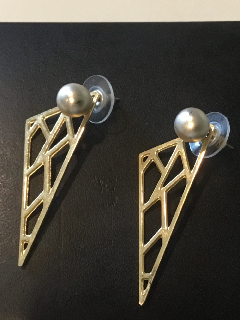 Joomi Lim gold plated and pearl geometric patterned reversible earrings